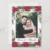 Red Poinsettia Floral PHOTO Weddenschap Hartelijk  Bedankkaart (Voorkant)