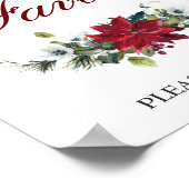 Red Poinsettia Floral Wedding Favor Sign Poster (Hoek)