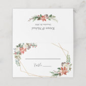 Red Poinsettia Floral Wedding Table Escort Plaatskaartje (Buitenkant ongevouwen)