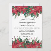 Red Poinsettia Floral Winter Kerstbruiloft IV Kaart (Voorkant)