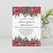 Red Poinsettia Floral Winter Kerstbruiloft IV Kaart (Staand voorkant)