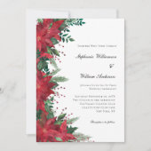Red Poinsettia Floral Winter Kerstbruiloft Kaart (Voorkant)