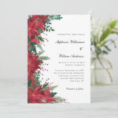 Red Poinsettia Floral Winter Kerstbruiloft Kaart (Staand voorkant)