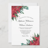 Red Poinsettia Floral Winter Kerstbruiloft Kaart (Voorkant)