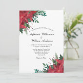 Red Poinsettia Floral Winter Kerstbruiloft Kaart (Staand voorkant)