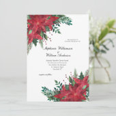 Red Poinsettia Floral Winter Kerstbruiloft Kaart (Staand voorkant)