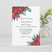Red Poinsettia Floral Winter Kerstbruiloft Kaart (Staand voorkant)