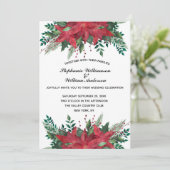Red Poinsettia Floral Winter Kerstbruiloft Kaart (Staand voorkant)