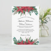 Red Poinsettia Floral Winter Kerstbruiloft Kaart (Staand voorkant)