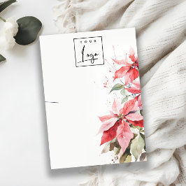 Red Poinsettia Florals Logo Ketting Houder Visitekaartje