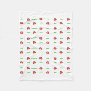 Red Poinsettia Flower and Green Holiday Blanket Fleece Deken