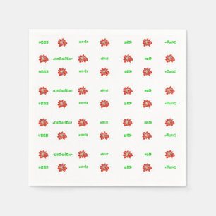 Red Poinsettia Flower and Green Holiday Servet