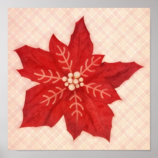 Red Poinsettia Flower Christmas Holiday Art Poster (Voorkant)