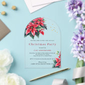 Red Poinsettia flower Christmas party Acryl Uitnodigingen (Insitu (Huwelijk))