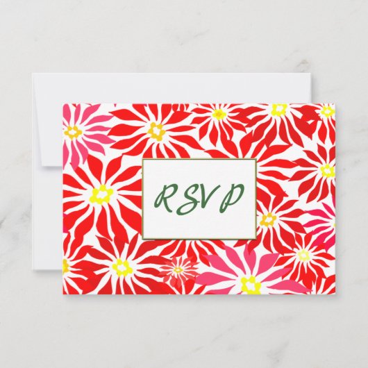 Red Poinsettia Flowers Editable Holiday RSVP (Voorkant)