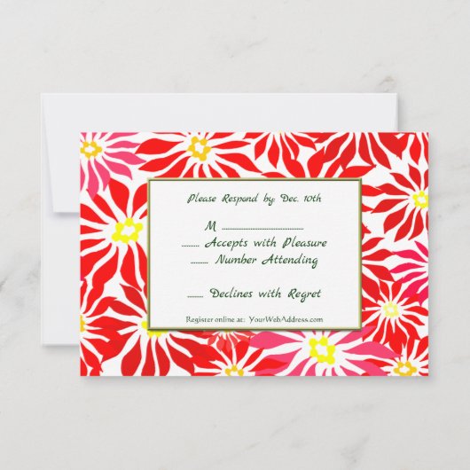 Red Poinsettia Flowers Editable Holiday RSVP (Achterkant)