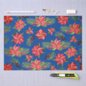 Red Poinsettia Flowers en Holly Berries Tissuepapier (Craft)