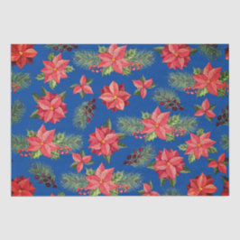 Red Poinsettia Flowers en Holly Berries Tissuepapier