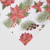Red Poinsettia Flowers en Holly Berries Tissuepapier (Detail)