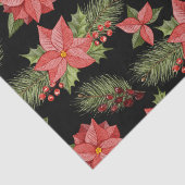Red Poinsettia Flowers en Holly Berries Tissuepapier (Detail)