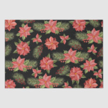 Red Poinsettia Flowers en Holly Berries