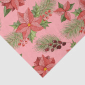 Red Poinsettia Flowers en Holly Berries Tissuepapier (Detail)