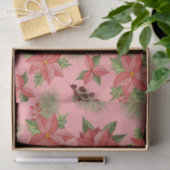 Red Poinsettia Flowers en Holly Berries Tissuepapier (Geschenk)