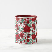 Red Poinsettia Flowers Ivy Leaves Waterverf Name Mok (Midden)