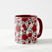 Red Poinsettia Flowers Ivy Leaves Waterverf Name Mok (Voorkant rechts)