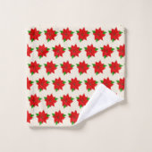 Red Poinsettia Flowers op Light Beige Bad Handdoek (Wasdoekje)