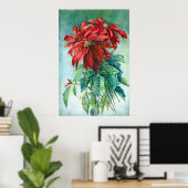 Red Poinsettia Flowers  Poster voor schilderen (Thuiskantoor)