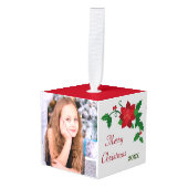  Red Poinsettia fotosjabloon Ornament (Voorkant hoekig)