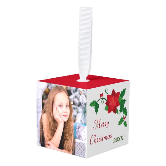  Red Poinsettia fotosjabloon Ornament (Voorkant hoekig)