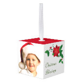  Red Poinsettia fotosjabloon Ornament (Achter hoekig)