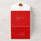 Red Poinsettia Gast Adressen Kerstbruiloft All In One Uitnodiging (Buitenkant)