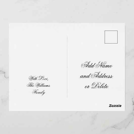 Red Poinsettia Gold Foil Script Happy Kerstmis Folie Feestdagen Briefkaart (Achterkant)