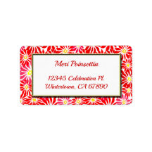 Red Poinsettia Gold Lijst Editable Address Label