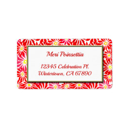 Red Poinsettia Gold Lijst Editable Address Label