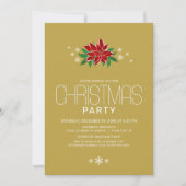 Red Poinsettia Gold-minimalistische kerstfeestdag Kaart (Voorkant)