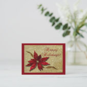 Red Poinsettia Gold Visitekaartje (Staand voorkant)