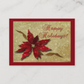 Red Poinsettia Gold Visitekaartje (Voorkant)