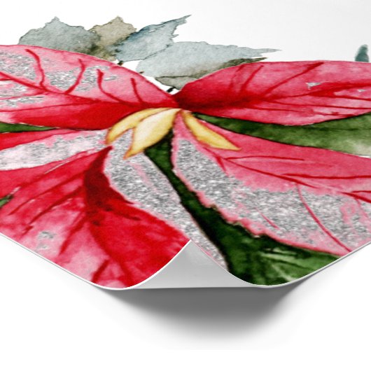 Red Poinsettia Greenery Baby shower Welkom Poster (Hoek)