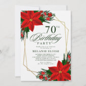 Red Poinsettia Greenery Kerstmis Kaart (Voorkant)