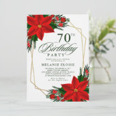 Red Poinsettia Greenery Kerstmis Kaart (Staand voorkant)