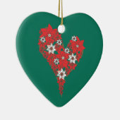 Red Poinsettia Heart Merry kerstversiering Keramisch Ornament (Rechts)