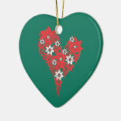 Red Poinsettia Heart Merry kerstversiering Keramisch Ornament (Links)