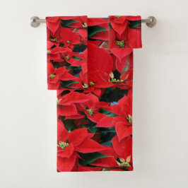 Red Poinsettia Holiday Bad Handdoek