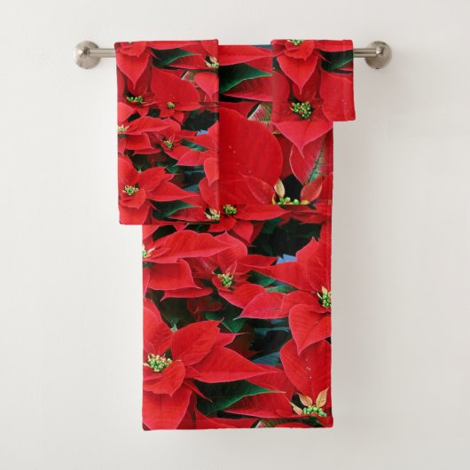 Red Poinsettia Holiday Bad Handdoek (Insitu)