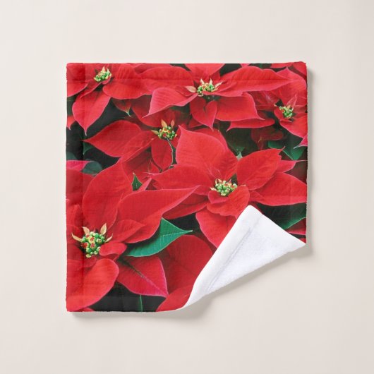 Red Poinsettia Holiday Bad Handdoek (Wasdoekje)