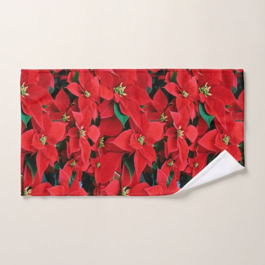 Red Poinsettia Holiday Bad Handdoek (Handdoek)